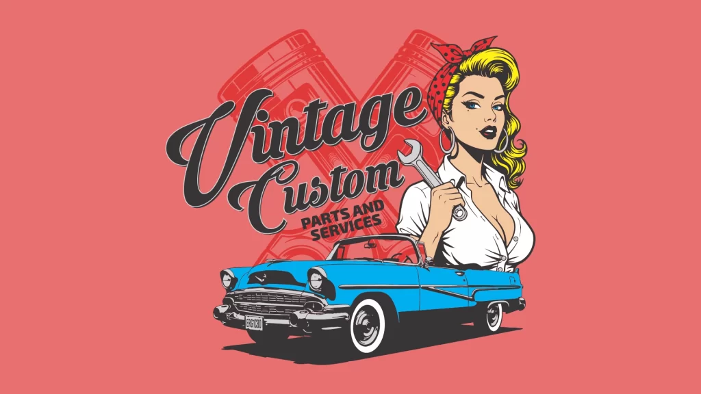 Estampa Vintage Custom Car Policromia